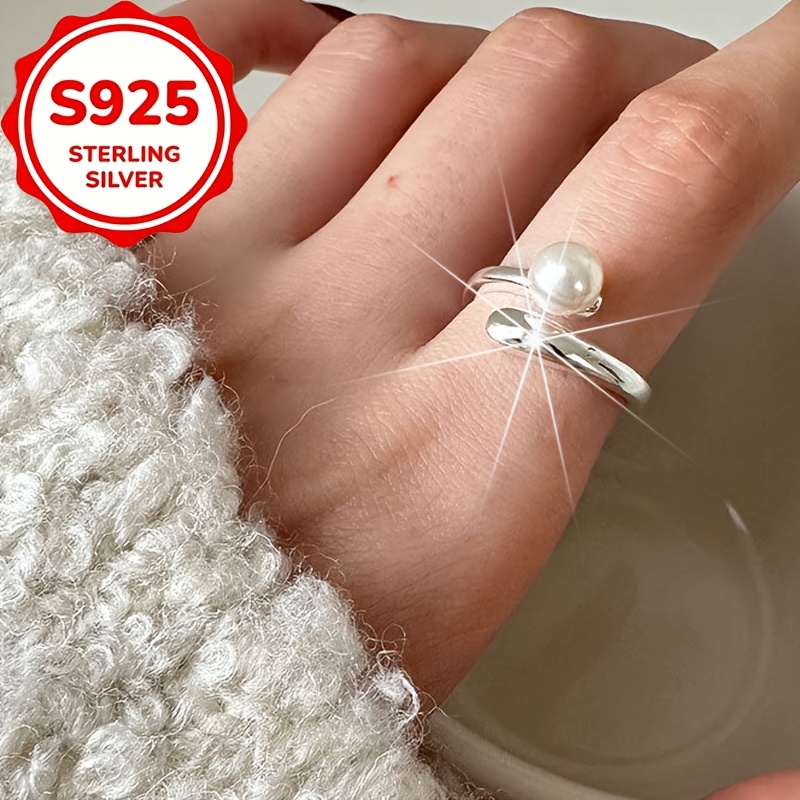 Women's Simple S925 Silver Cross Adjustable Ring, Elegant Gift